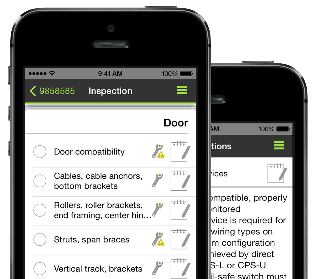 mobile app inspection garage doors