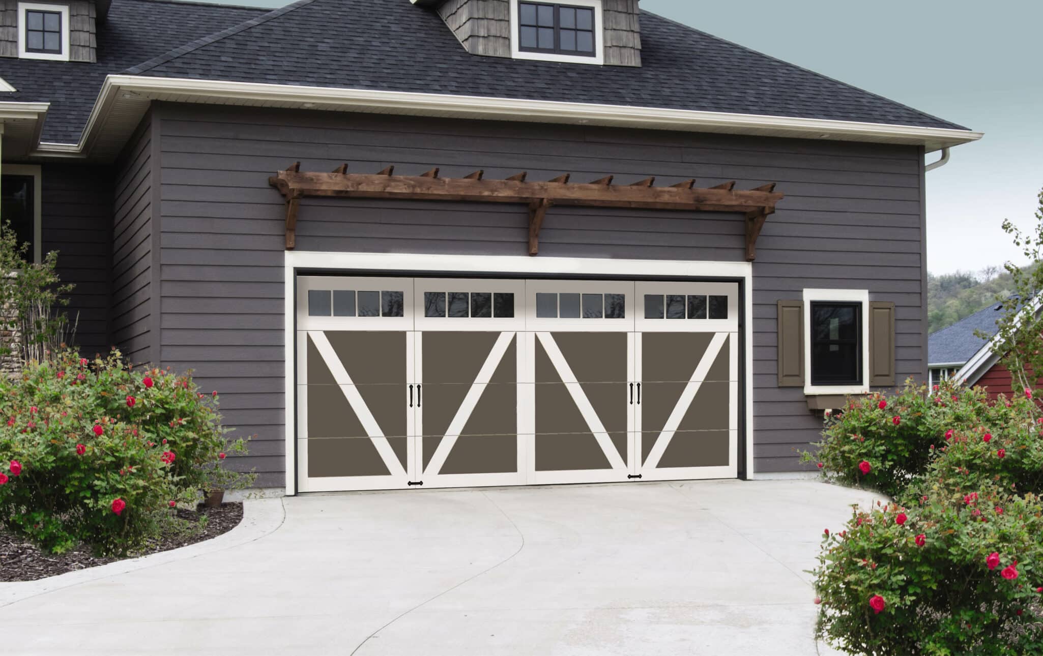 residential garage door courtyard model shaped overlay terrabronze