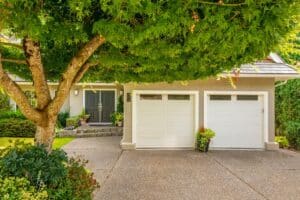 Home exterior with a double garage